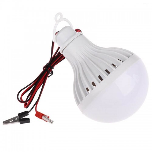 LED Лампа 12v 12W з крокодилами (12 Вольт 12 Ватт зажими) Кругла