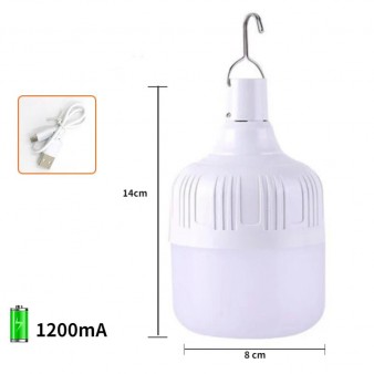 LED Лампа на акумуляторі 80W переносна, підвісна, зарядка від USB