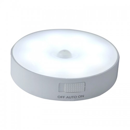 LED світильник з датчиком руху, нічник сенсорний режим Білий Круглий
