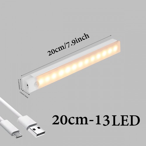 Автономний LED світильник з датчиком руху 20см 13LED Warm на акумуляторі