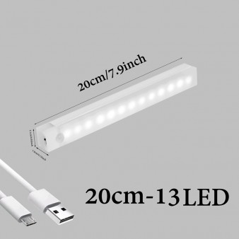 Автономний LED світильник з датчиком руху 20см 13LED White на акумуляторі